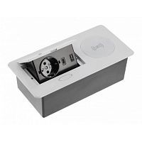 Розетка врезная AVARO PLUS AE-PB1SAVAP-53 (Schuko), 2xUSB A+C, индукционная зарядка 5W, серый, с проводом 1,5 метра — купить оптом и в розницу в интернет магазине GTV-Meridian.